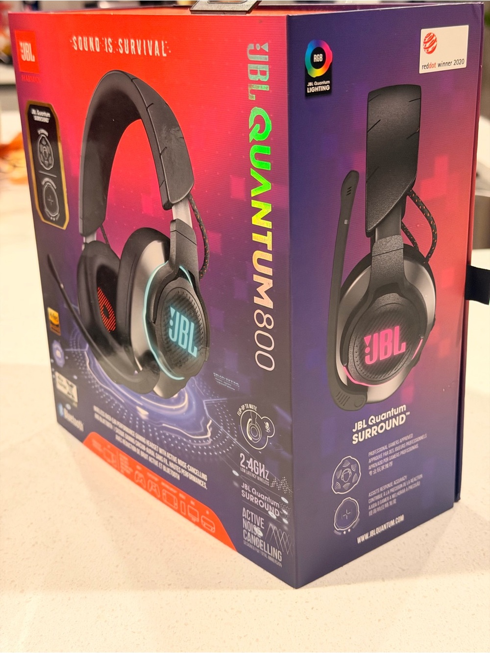 JBL Quantum 800 Wireless Gaming Headset - Black with RGB Blue & Pink Accents